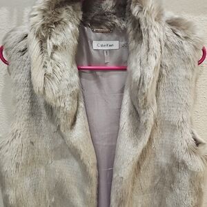 Calvin Klein Faux Fur Vest in Gray